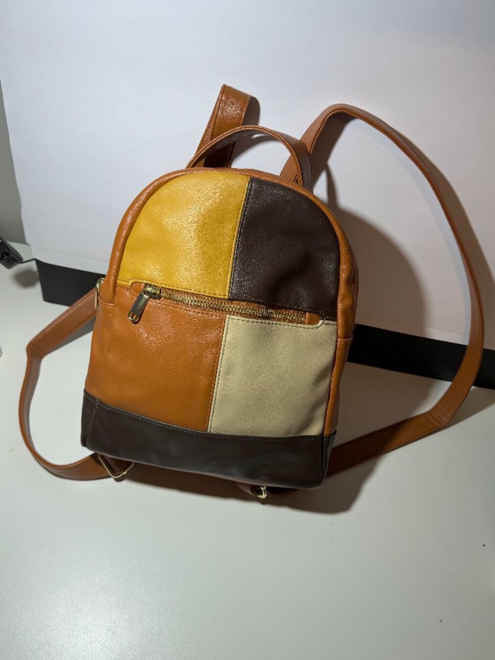 Wild Fable Patchwork Tan Brown Small Backpack